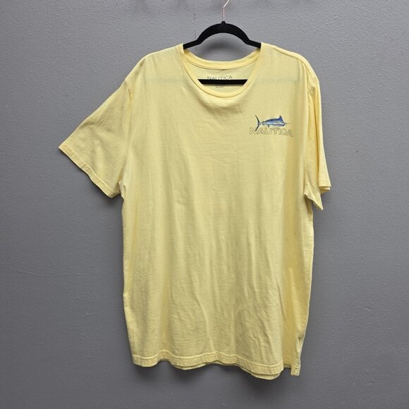 Nautica Shirt Mens 2XL Yellow Graphic Marlin Sailfish Fishing Short Sleeve Tee - Picture 1 of 11